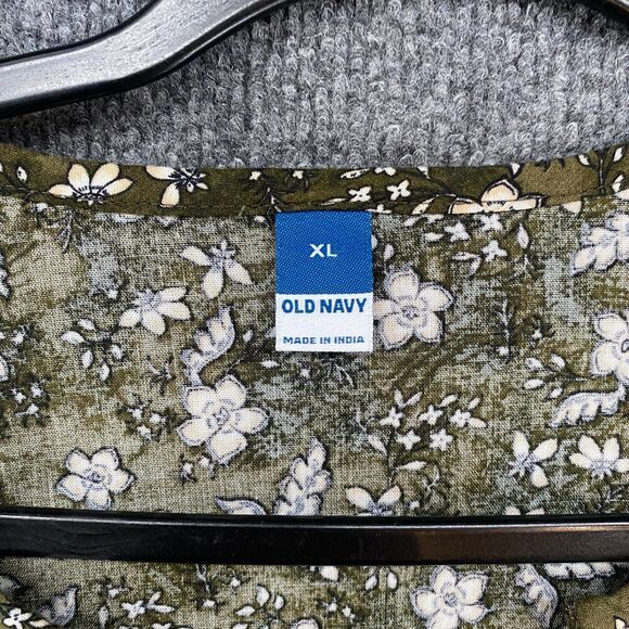 Old Navy Dress‎ Womens XL Green Floral V-Neck Boho Cottagecore Peasant Western - Picture 7 of 10